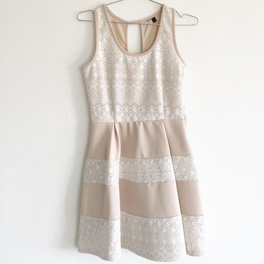 Ivory Embroidered Pleated Cocktail Skirt Dress